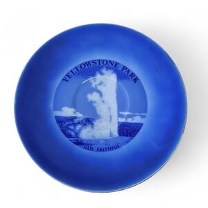 Vtg Yellowstone Park Souvenir Plate Old Faithful‎ Decorative Display Japan 6"